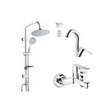 Tema TEMA Flora Banyo Lavabo Bataryası ve 53230 Rain Tondo Duş Sistemi Krom Banyo Seti Gri