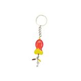 Temalı El Yapımı Cam Balık Anahtarlık, Metal Zincirli, 12x3 cm, Kırmızı-Sarı