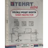 Temat Delikli Poşet Dosya A4 Şeffaf 100 Adet