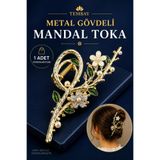TEMBAY Taşlı İncili Çiçekli Dal Figürlü Metal Mandal Saç Tokası