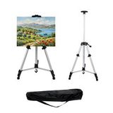 Temel Katlanabilir Alüminyum Tripod Şövale - Kollu Yükseklik Ayarlı, Su Terazili, Gümüş