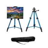 Temel Katlanabilir Alüminyum Tripod Şövale - Kollu Yükseklik Ayarlı, Su Terazili, Mavi