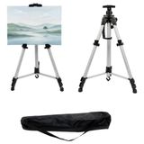 Temel Katlanabilir Alüminyum Tripod Şövale - Kollu Yükseklik Ayarlı, Su Terazili, Pusulalı, Gümüş