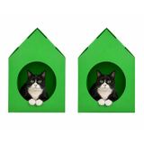 Temel Özel Üretim 2'li Plastik Kedi Evi Katlanır Sokak Hayvanları için (Yeşil)