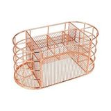 Temel Rose Gold Metal Mesh Masaüstü Organizer Çekmeceli Çok Bölmeli 22x11x11 Cm 9507r Pembe