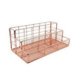 Temel Rose Gold Metal Mesh Masaüstü Organizer Çok Bölmeli 27x14x11 Cm 9515r Pembe