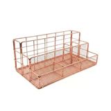 Temel Rose Gold Metal Mesh Masaüstü Organizer Çok Bölmeli 27X14X11 cm 9515R