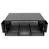 Temel Siyah Ahşap Üst Tablalı Metal Mesh Monitör Yükseltici Stand Çekmeceli Kalemlikli Masaüstü Organizer 9214