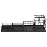 Temel Siyah Metal Mesh Modüler Masaüstü Organizer Seti 7 Parça 38X10 Cm 9515B