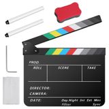 Temery Akrilik Film Kışkırtma Tahtası -30,48 x 25,4 cm Plastik Sinema Filmi Clap Tahtası, Sinema Tiyatrosu Dekoru Manyetik Kara Tahta Silgisi, İki Özel Kalem, Temizleme Bezi ve Altıgen Anahtar