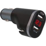Temiz Pazar 12-24V Çift USB Girişli 5V-2.4A Dijital Voltaj Ekranli Araç Çakmaklik Şarj Aleti - Siyah