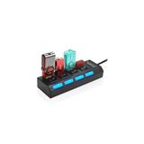 Temiz Pazar 4 Port Usb 2.0 Hub Çoğaltıcı Çoklayıcı Switch Işıklı Anahtarlı