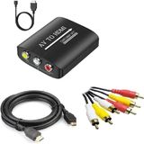 Temiz Pazar 4379 Rca Av To HDMI Çevirici 3rca Dönüştürücü Adaptör 1080P +Hdmi Kablo ve Rca Kablo