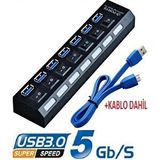 Temiz Pazar 4581 7 Port Usb 3.0 Hub Çoklayıcı Çoğaltıcı Switch