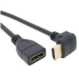 Temiz Pazar 4666 HDMI Dişi Erkek Uzatma 90 Derece Dirsek Kablosu 0.5 Metre - Siyah