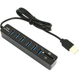 Temiz Pazar 4691 USB Hub 6 Port Microsd Tf Sd Kart Okuyucu Çoklayıcı - Siyah