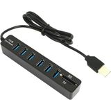 Temiz Pazar 4691 USB Hub 6 Port Siyah Çoklayıcı MicroSD TF SD Kart Okuyucu Uyumlu Cihazlar İçin