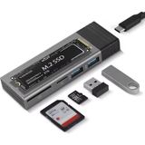 Temiz Pazar 6085 USB Type C M.2 SSD Pcie Kutusu 5in1 Hub Nvme Sata Ngff Sd Kart Okuyucu Hard Disk Okuma - Siyah