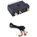 Temiz Pazar Scart To Rca Skart Tos Av Svideo Çevirici Set + Rca Kablo - Siyah