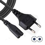 Temiz Pazar Teyp Fişi - Notebook Adaptör Işıldak Power Güç Kablosu 2 Pin - 1.5 Metre Siyah