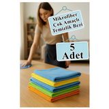 Temizlik Bezi 5 Adet Renkli 40X40cm Mikrofiber Bez Kurulama Bezi İz Bırakmayan Bez Leke Tutmaz Cam Bezi Mutfak Bezi