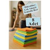Temizlik Bezi 8 Adet Renkli 40X40cm Mikrofiber Bez Kurulama Bezi İz Bırakmayan Bez Leke Tutmaz Cam Bezi Mutfak Bezi