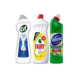 Temizlik Seti 3 Lü Cif Power - Fairy Limon Etkili Bulaşık Deterjanı Ve 810 Ml