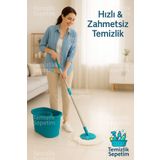 temizliksepeti Turbo Dönüş Mekanizmalı Mop Takımı – Paslanmaz Çelik Saplı, Mikrofiber Yedekli Pratik Temizlik Seti