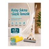 temizliksepetim Kelebek Mop Süngerli Paspas Seti, Kendinden Sıkmalı Teleskobik Saplı Yer Temizlik Mopu +2 Yedekli Yüksek Emicili Sünger
