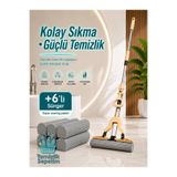 temizliksepetim Kelebek Mop Süngerli Paspas Seti, Kendinden Sıkmalı Teleskobik Saplı Yer Temizlik Mopu +6 Yedekli Yüksek Emicili Sünger