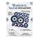 Temmiz İsveç Bezi Swedish Dishcloth 1 Adet Nazar Boncuğu Desenli - Sihirli Sünger Magic Sponge 2 Adet Nazar Boncuğu Desenli