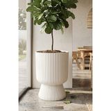 Temmuz Home 1 Adet 10.5 Litre Büyük Boy Çizgili Ayaklı Saksı - Lotus 3 No (Deliksiz Bir Saksıdır) - Beyaz