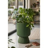 Temmuz Home 1 Adet 10.5 Litre Büyük Boy Çizgili Ayaklı Saksı - Lotus 3 No (Deliksiz Bir Saksıdır) - Yeşil