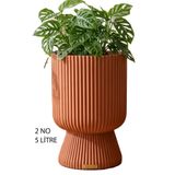TEMMUZ HOME 1 Adet 5 Litre Büyük Boy Çizgili Ayaklı Saksı - Lotus 2 No (Deliksiz Bir Saksıdır)