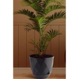 TEMMUZ HOME 15 Litre Dekoratif Prizma Desenli Büyük Boy Tabaklı Plastik Saksı Yakamoz No6 32,5cm 28,5cm