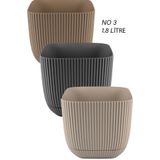 TEMMUZ HOME 3 Adet 1.8 Litre Üç Renkli Mercan Kare No3 Saksı Plastik Bitki Çiçek Kaktüs Saksısı 15x13cm
