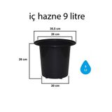 TEMMUZ HOME (iİç Hazne) Vega Model Büyük Dekoratif Modern Saksı İç Haznesi 9 Litre