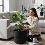 Temmuz Home Kuple Premium Serisi 26 Lt Modern Tasarım Saksı - Salon ve Balkon Tipi Büyük Boy Saksı - Siyah