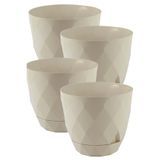 TEMMUZ HOME No 3 Büyük Boy 4 Adet Baklava Desenli Tabaklı Plastik Saksı Yakamoz 2,4 Lt
