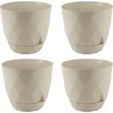 Temmuz Home No 3 Orta Boy 4 Adet Baklava Desenli Tabaklı Plastik Saksı Yakamoz 2,4 Lt - Bej