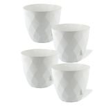 TEMMUZ HOME No1 4 Adet Küçük Boy Baklava Desenli Tabaklı Plastik Saksı Yakamoz No1