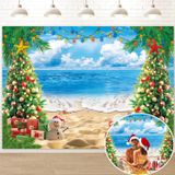 Temmuz Noel Backdrop 7x5FT Fotoğrafçılık Yaz Plaj Noel Ağacı Dekorasyon Arka Plan Tropikal Hawaii Xmas Parti Malzemeleri Fotoğraf Sahne