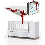Temosan Mobilya Mavi Ahşap Büyüyen Bebek Beşiği Sallanır ve Çekmeceli 60 x 120 cm Özellikli
