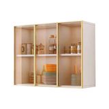 Temperli cam kapılı duvar vitrin dolabı - banyo, oturma odası, mutfak ve restoran için şık dolap - ev dekorasyonu için mükemmel, kahverengi - 105 x 30 x 60 cm, kahverengi -