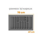 Tempo Gri Renk Çekmece İçi Kaşıklık ve Kepçelik 78x49 Cm (69x40 Ölçülerine Kadar Kesilebilir )