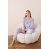 Temporium Kadın Büyük Beden Curve Fransız Kadife Yuvarlak Yaka Uzun Kollu Pijama Takımı