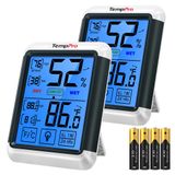 TempPro TempAir 2'li Paket Dijital İç Mekan Higrometre Termometresi | Dokunmatik Ekranlı ve Arkadan Aydınlatmalı 4 İnç Sıcaklık/Nem Monitörü, Ev Ev Serası için Oda Termometresi/Nem Ölçer