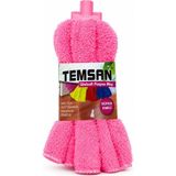 Temsan Welsoft Paspas Mop Mikrofiber Mop Başlığı Süper Emici Islak Kuru Temizlik Mopu Yedek Başlık (Pembe - Turuncu)