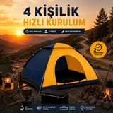 Temur Company Kamp Çadırı 4 Kişilik Kolay Kurulum - Çok Renkli