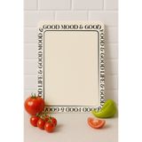 TEN DİJİTAL Cam Kesme Tahtası ve Sunumluk ve Sunum Tabağı | Oval Kenarlı | Good Mood Desen | 20 x 30 cm